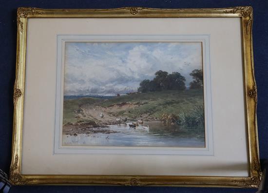 Harry Sutton Palmer (1854-1933) Ducks on the River Ure 10 x 13in.